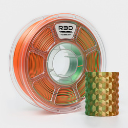 R3D PLA Magic SILK 1.75mm 1kg DUAL Color Green Orange , multi, wielokolorowy, jedwabisty